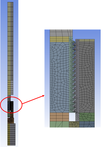 2D Axisymmetric Mesh of the Threaded Connection