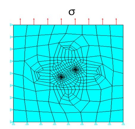 Finite element model of 2D inclined crack