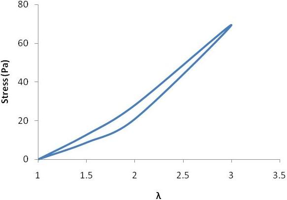 Variation of axial stresses with stretch λ in one loading cycle