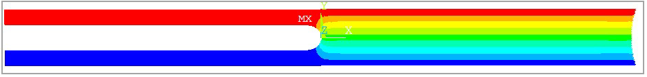 Vertical Displacement Contour at the End of Load Step in Full Geometry Model