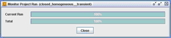 closed_homogeneous__transient.ckprj — Monitor Project Run Panel