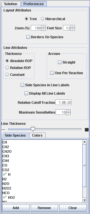 Preferences panel