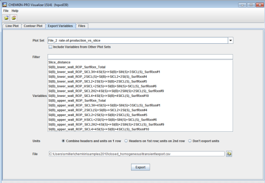 Export Variables Tab - Export Line Plot data to CSV file