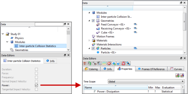 Inter-particle Collision Statistics module Property upon which the Normal and Tangential Energy Dissipation module is based.