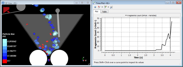 Example of Instantaneous Breakage being simulated in an HPGR machine