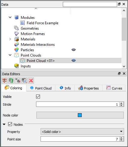 Coloring tab in the Data Editors panel for a Point Cloud