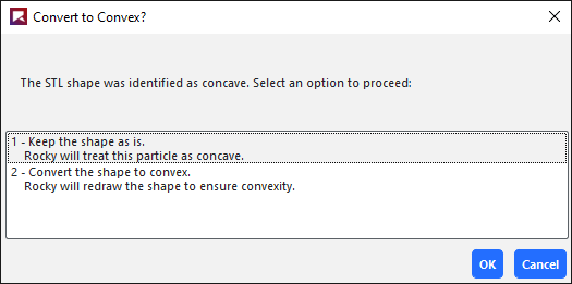 Convert to Convex message you might see after importing a Custom Polyhedron shape