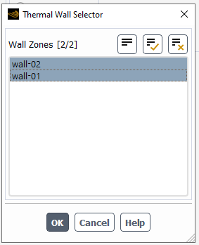 Walls selected in the Thermal Wall Selector window.