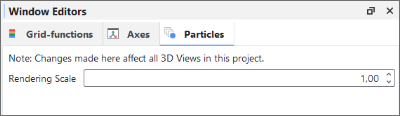 Particles options on the Window Editors panel when the main 3D View entity is selected