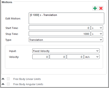 New Motion added to Frame entry showing Translation parameters