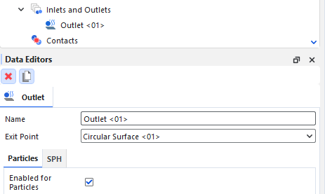 Outlet, Particles tab
