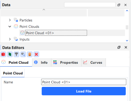 Point Cloud parameters in the Data Editors panel