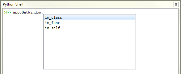 Secondary list of commands available on the selected API:PrePost item