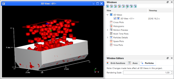 Example showing simulated particles "bleeding" through a geometry wall