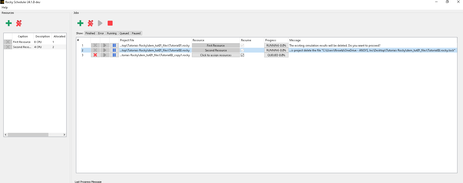 Rocky Scheduler with 2 cases running simultaneously and one in the queue (unnumbered license)