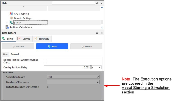 Solver | General parameters in the Data Editors panel