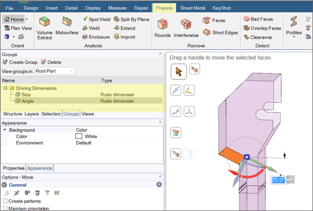 Geometry component being modified in SpaceClaim