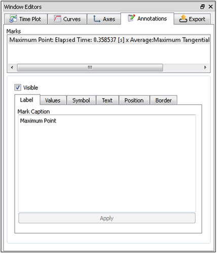 Time Plot, Annotations | Label settings in the Window Editors panel