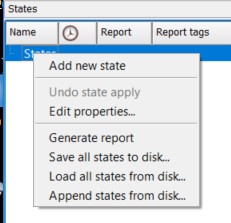 Right-Click Menu for States Group