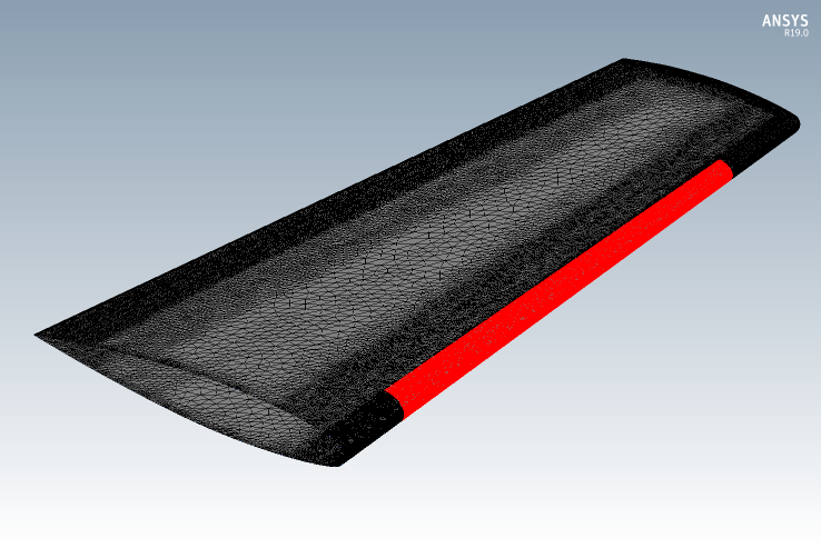 Wing External Mesh Surface with Protected Area in Red