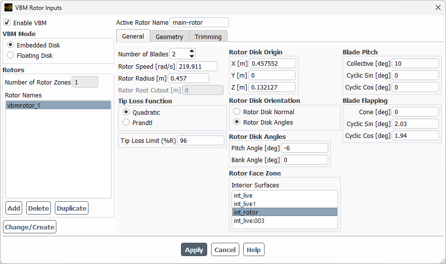 General Disk Data Configuration Window