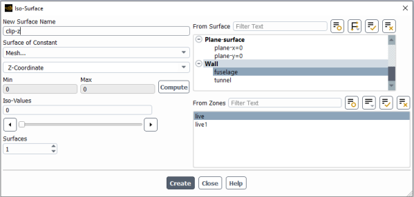 Iso-Surface Creation Panel