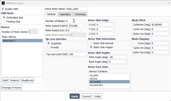 General Disk Data Configuration Window