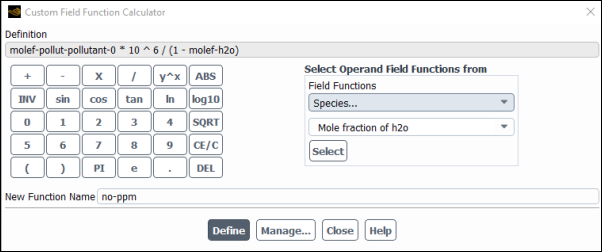 The Custom Field Function Calculator Dialog Box