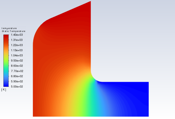 Contours of Temperature at t=0.2 s