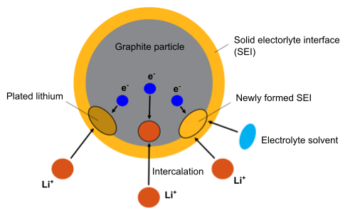 Electrochemical Reactions Considered on the Anode in the Aging Model