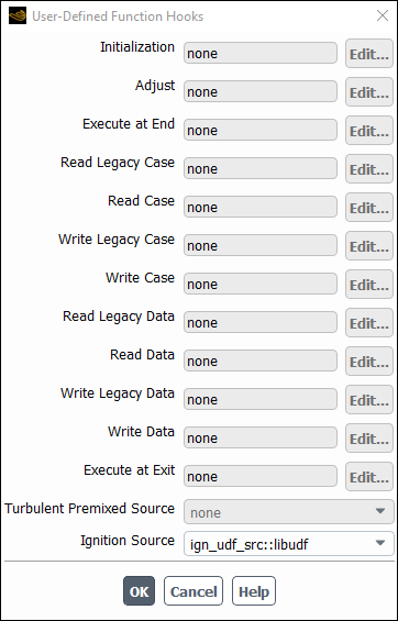 The User-Defined Function Hooks Dialog Box