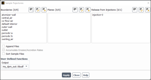 The Sample Trajectories Dialog Box