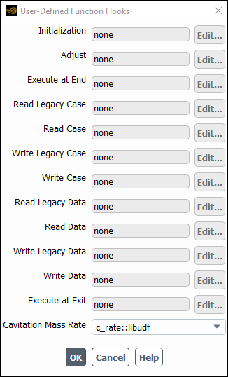 The User-Defined Function Hooks Dialog Box