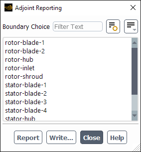 Adjoint Reporting Dialog Box