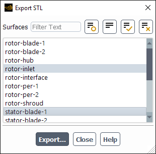 The Export STL Dialog Box