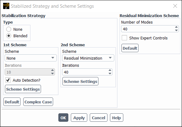 The Stabilized Strategy and Scheme Settings Dialog Box