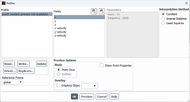 The Profiles Dialog Box