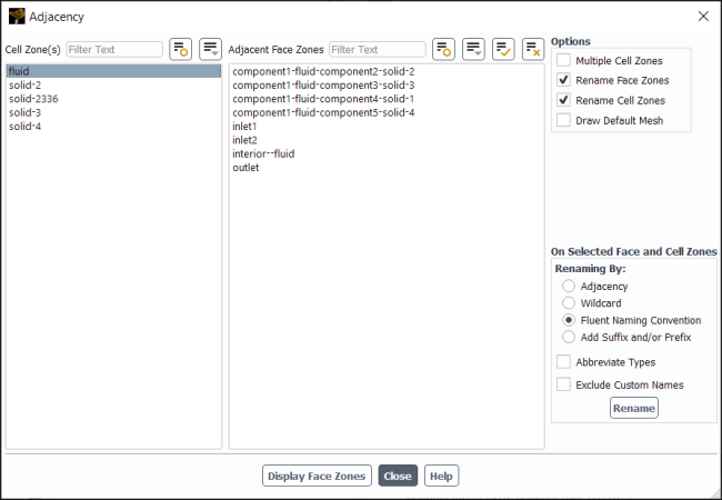 The Adjacency Dialog Box