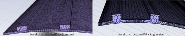 Comparison of Standard and Aggressive Local Unstructured Fill