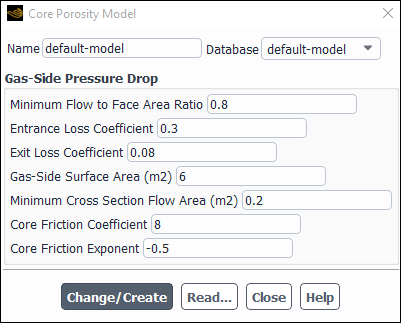 The Core Porosity Model Dialog Box