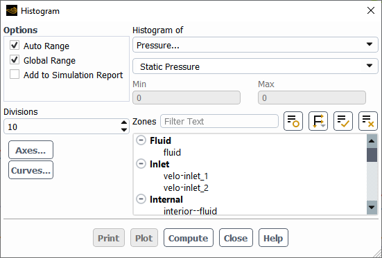 The Histogram Dialog Box