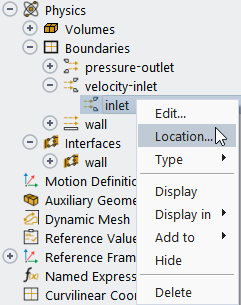 Setting a Location in the Physics Branch