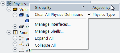 Grouping Physics by Type or Adjacency