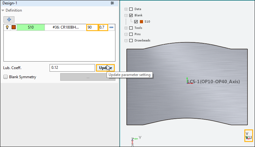 3 4 Specify the Blank Rolling Angle and Thickness