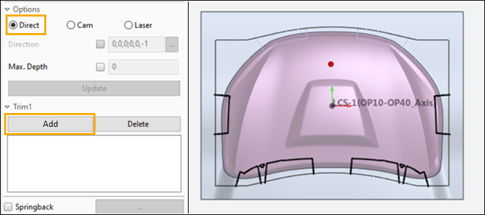 Specifying cutting curves