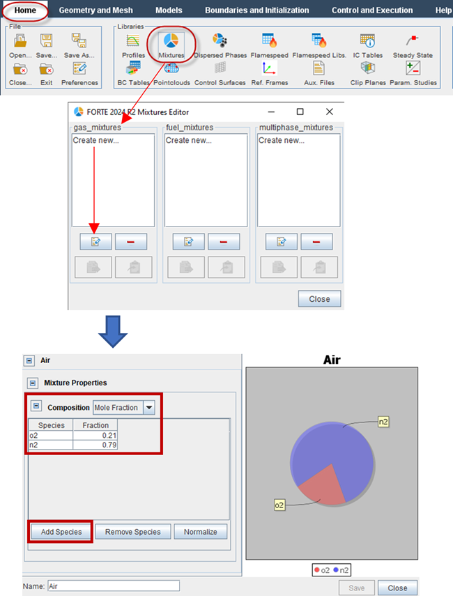 Set up a Mixture for Air as the Working Fluid
