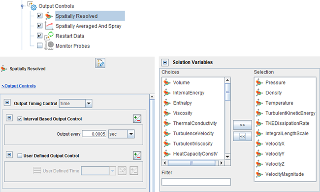 Spatially Resolved Panel in Output Controls