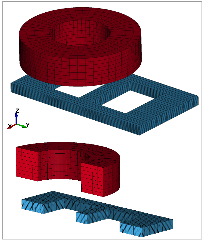 Overall mesh and cut section