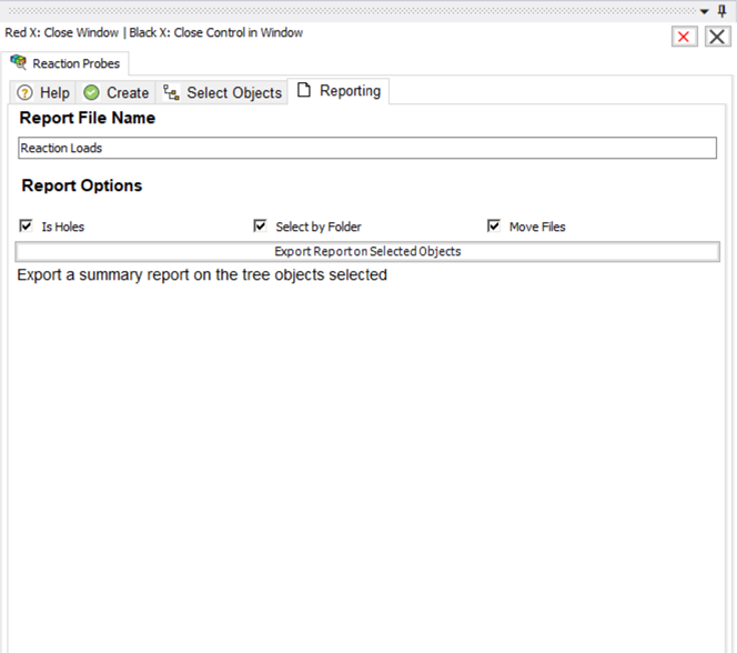 Reaction Probes Reporting Tab