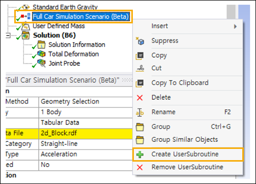 Defining a user subroutine